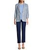 Investments Petite Size 3/4 Ruched Sleeve Notch Lapel Lined Button Front Blazer - Image 6