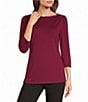 Investments Petite Size 3/4 Sleeve Envelope Neck Knit Top - Image 1