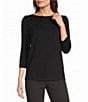 Investments Petite Size 3/4 Sleeve Envelope Neck Knit Top - Image 1