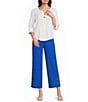Investments Petite Size 3/4 Sleeve Split V-Neck Button Shirt - Image 3