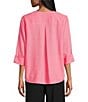 Investments Petite Size 3/4 Sleeve Split V-Neck Button Shirt - Image 6