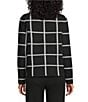 Investments Petite Size Black Checked Long Sleeve Crew Neck Pullover Top - Image 2