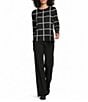 Investments Petite Size Black Checked Long Sleeve Crew Neck Pullover Top - Image 3