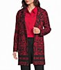 Investments Petite Size Black/Red Jacquard Long Sleeve Button Front Knit Cardigan - Image 1