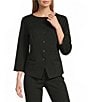 Investments Petite Size Boat Neck Button Front 3/4 Sleeve Pique Jacket - Image 5