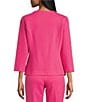 Investments Petite Size Boat Neck Button Front 3/4 Sleeve Pique Jacket - Image 2