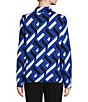 Color:Blue Brick - Image 2 - Petite Size Brick Print Long Sleeve Funnel Mock Neck Sweater