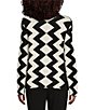 Color:Black/White Chevron - Image 2 - Petite Size Chevron Stripe Print Long Sleeve Funnel Mock Neck Sweater