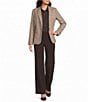 Investments Petite Size Coffee Plaid Long Sleeve Button Front Blazer - Image 3