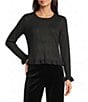 Investments Petite Size Crew Neck Ruffle Long Sleeve Embellished Sweater - Image 5
