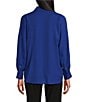 Investments Petite Size Dolman Long Sleeve Button Front Point Collar Blouse, Color:Bellwether Blue - Image 2