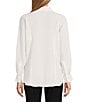 Investments Petite Size Dolman Long Sleeve Button Front Point Collar Blouse, Color:Buttercream - Image 2