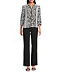 Investments Petite Size Dotted Paisley Mixed Print Woven 3/4 Sleeve Split Round Neck Blouse - Image 3