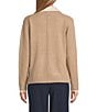 Investments Petite Size Long Sleeve Point Collar Twofer Sweater, Color:Coca Mocha Heather - Image 2