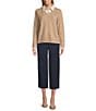 Investments Petite Size Long Sleeve Point Collar Twofer Sweater, Color:Coca Mocha Heather - Image 3