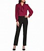 Investments Petite Size Long Sleeve V-Neck Bow Blouse - Image 3