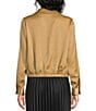 Investments Petite Size Long Sleeve Y-Neck Button Front Satin Blouse - Image 2