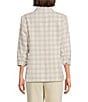 Investments Petite Size Plaid 3/4 Ruched Sleeve Notch Lapel Lined Button Front Blazer - Image 2