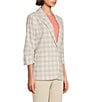 Investments Petite Size Plaid 3/4 Ruched Sleeve Notch Lapel Lined Button Front Blazer - Image 3