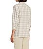 Investments Petite Size Plaid 3/4 Ruched Sleeve Notch Lapel Lined Button Front Blazer - Image 4