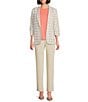 Investments Petite Size Plaid 3/4 Ruched Sleeve Notch Lapel Lined Button Front Blazer - Image 5