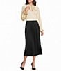 Investments Petite Size Pull On Pleated Satin Skirt - Image 3
