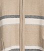 Investments Petite Size Removeable Faux Fur Collar Two-Way Zip Front Stripe Sweater Poncho, Color:Coca Mocha Stripe - Image 11