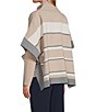 Investments Petite Size Removeable Faux Fur Collar Two-Way Zip Front Stripe Sweater Poncho, Color:Coca Mocha Stripe - Image 8