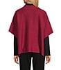 Investments Petite Size Removeable Faux Fur Collar Two-Way Zip Front Sweater Poncho, Color:Rumba Red - Image 4