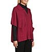 Investments Petite Size Removeable Faux Fur Collar Two-Way Zip Front Sweater Poncho, Color:Rumba Red - Image 6