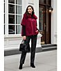 Investments Petite Size Removeable Faux Fur Collar Two-Way Zip Front Sweater Poncho, Color:Rumba Red - Image 12