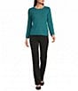 Investments Petite Size Ribbed Knit Crew Neck Long Sleeve Sweater - Image 3
