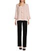 Color:Crystal Rose - Image 3 - Petite Size Riley Woven Cascading Ruffled V-Neck 3/4 Sleeve Top