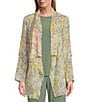 Color:Blurred Garden - Image 4 - Petite Size Soft Separates Blurred Garden Print Open Front Roll-Tab Sleeve Jacket
