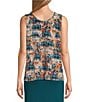 Color:Diffused Watercolor - Image 4 - Petite Size Soft Separates Diffused Watercolor Print Reversible Crew to Scoop Neck Sleeveless Tank Top