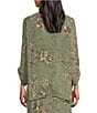 Color:Floral Muses - Image 2 - Petite Size Soft Separates Floral Muse Open Front Roll-Tab Sleeve Coordinating Cardigan