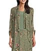 Color:Floral Muses - Image 1 - Petite Size Soft Separates Floral Muse Open Front Roll-Tab Sleeve Coordinating Cardigan