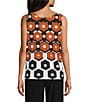 Investments Petite Size Soft Separates Light Honeycomb Border Reversible Scoop to Crew Neck Sleeveless Top, Color:Light Honeycomb Border - Image 4