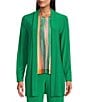 Investments Petite Size Soft Separates Long Sleeve Side Slit Open-Front Coordinating Cardigan, Color:Green Tambourine - Image 1