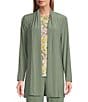 Color:Sea Spray - Image 1 - Petite Size Soft Separates Long Sleeve Side Slit Open Front Coordinating Cardigan