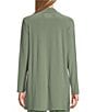 Color:Sea Spray - Image 2 - Petite Size Soft Separates Long Sleeve Side Slit Open Front Coordinating Cardigan