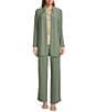 Color:Sea Spray - Image 3 - Petite Size Soft Separates Long Sleeve Side Slit Open Front Coordinating Cardigan