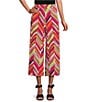 Investments Petite Size Soft Separates Multi Broken Chevron Elastic Waist Coordinating Pull-On Crop Pants, Color:Multi Broken Chevron - Image 1