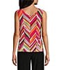 Investments Petite Size Soft Separates Multi Broken Chevron Reversible Crew to Scoop Neck Sleeveless Top, Color:Multi Broken Chevron - Image 2