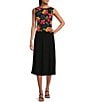Color:Black - Image 3 - Petite Size Soft Separates Paneled Pull-On Midi Skirt