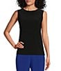 Color:Black - Image 1 - Petite Size Soft Separates Reversible Crew to Scoop Neck Sleeveless Top