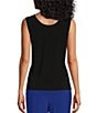 Color:Black - Image 2 - Petite Size Soft Separates Reversible Crew to Scoop Neck Sleeveless Top