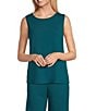 Color:Deep Lagoon - Image 1 - Petite Size Soft Separates Ribbed Crew Neck Tank Top
