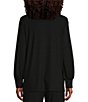 Color:Black - Image 2 - Petite Size Soft Separates Ribbed Knit Long Sleeve Open Front Coordinating Jacket