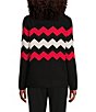 Color:Black Stripe - Image 2 - Petite Size Striped Print Long Sleeve Envelope Neck Sweater